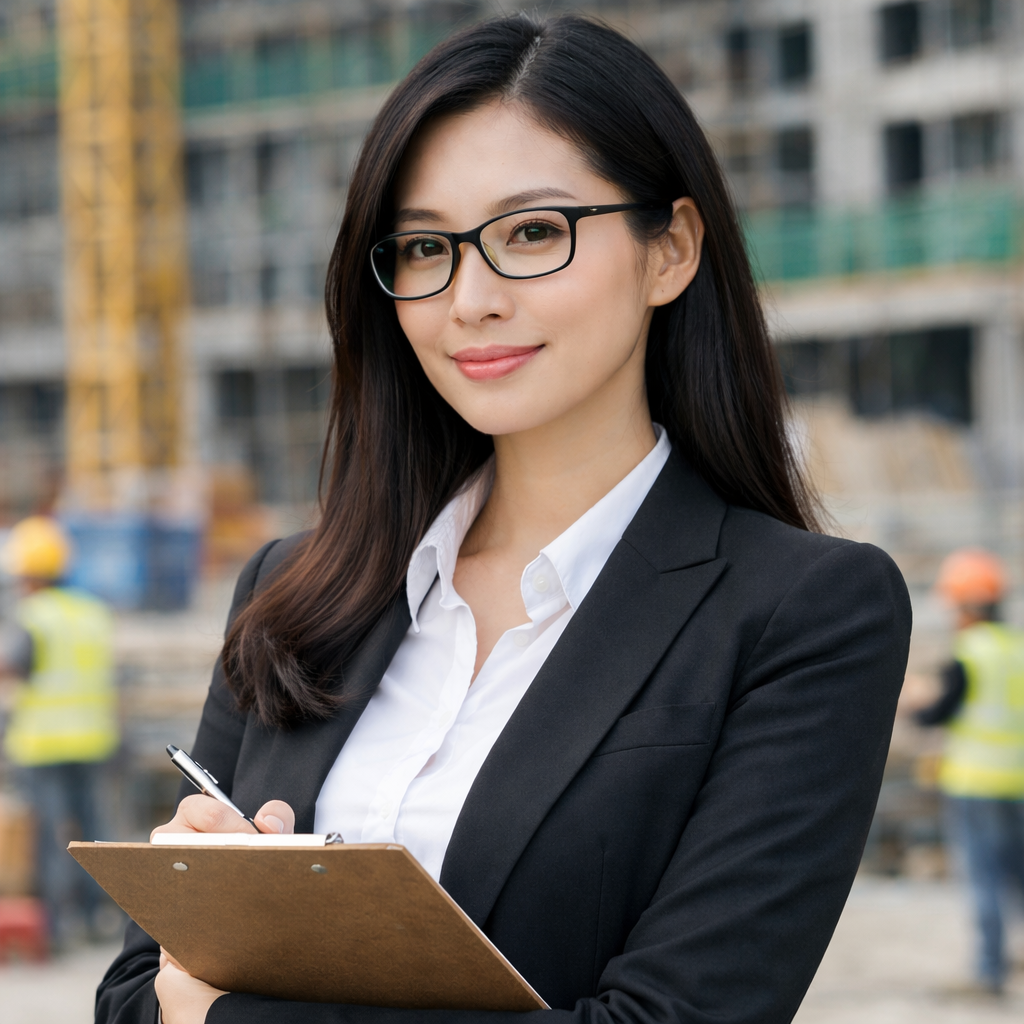 professional woman at construction site