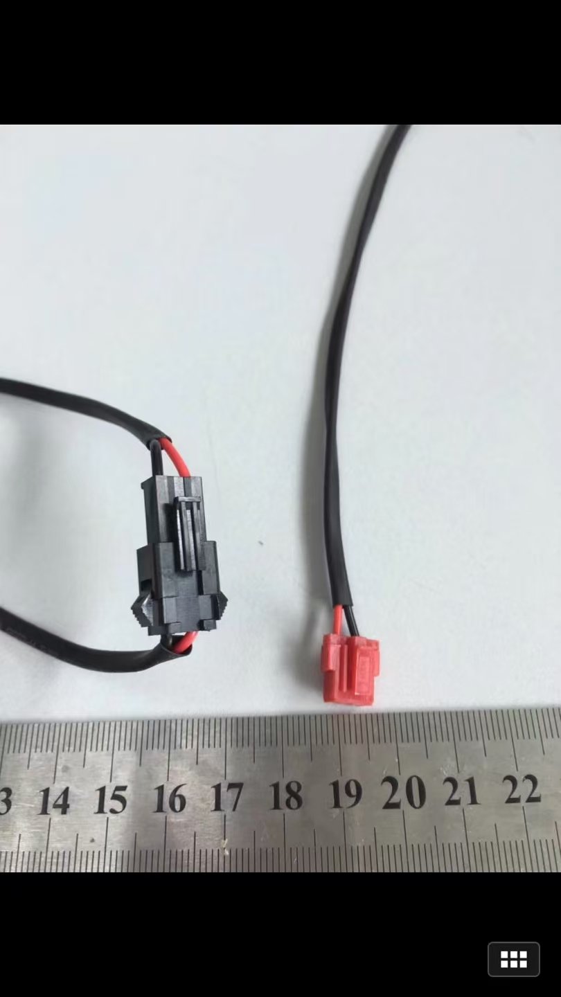 Two-wire inline cable assembly with red and black leads for OEM RFQ specification