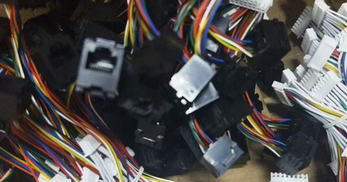 Assorted multicolor wire harnesses with white and black connectors used as an OEM RFQ reference photo